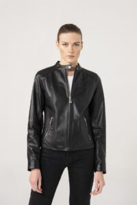 Biker Style Women Casual Black Leather Jacket