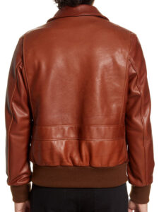 Pebble Texture Leather Bomber Jacket for Men - Mauve Tree - Image 2