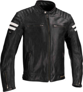 mens stripe black biker leather jacket