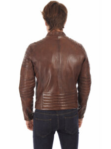 Amazing Brown Biker Leather Jacket For Men - Mauve Tree - Image 3