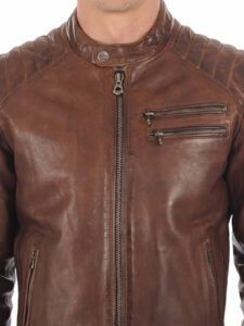 Amazing Brown Biker Leather Jacket For Men - Mauve Tree - Image 2