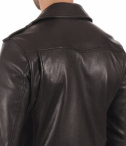 mens napa style black biker sheepskin leather jacket - Image 3