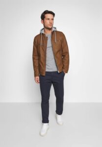 Biker Brown Hooded Leather Jacket For Men - Image 3
