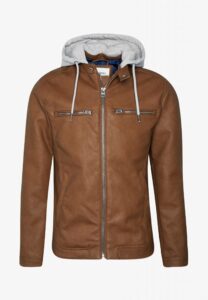 Biker Brown Hooded Leather Jacket For Men