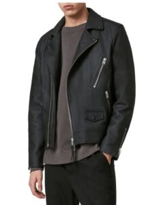 Mens Elegant Black Biker Leather Jacket - Image 2