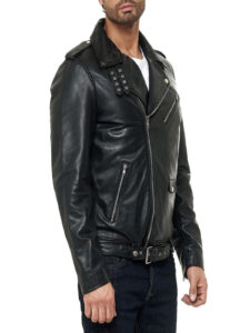 Bridge Syle Black Biker Leather Jacket For Men - Image 2