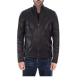 Mens Black Genuine Moto Leather Jacket