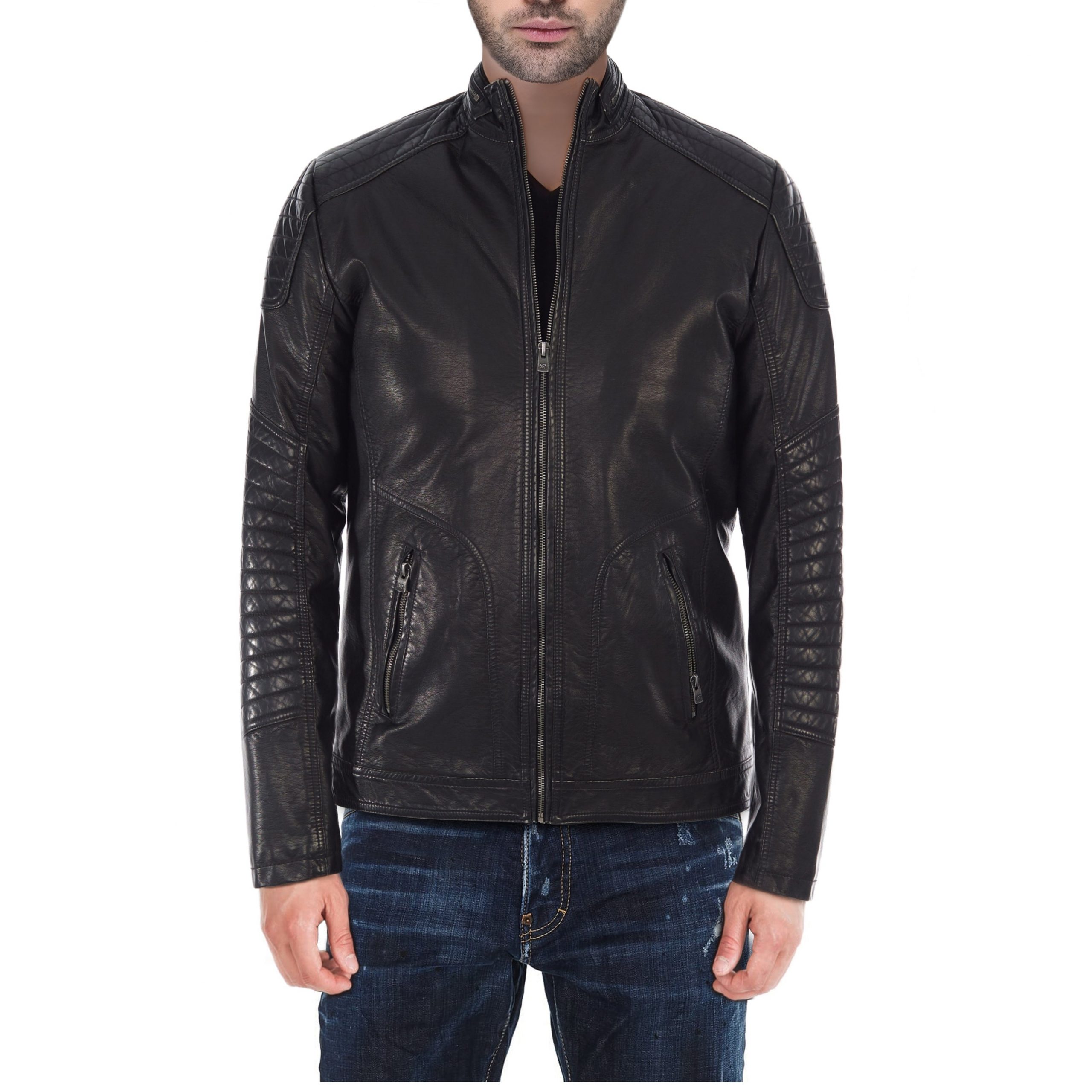 FASN669-Mens-Black-Genuine-Moto-Leather-Jacket-Featured-scaled-1.jpg Mens Black Genuine Moto Leather Jacket - Image 1