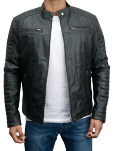 Retro Style Black Faux Leather Biker Jacket - Image 2