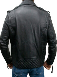 Mens Black Vintage Soft Leather Biker Jacket - Image 3