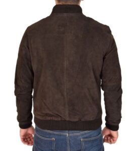 mens elite dark brown bomber leather jacket - Image 3