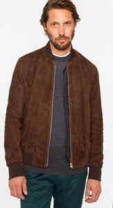 mens top class dark brown bomber leather jacket