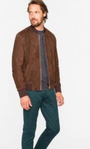 mens top class dark brown bomber leather jacket - Image 2