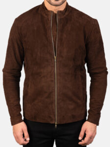 mens trendy suede leather biker jacket