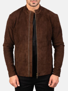mens trendy suede leather biker jacket - Image 2