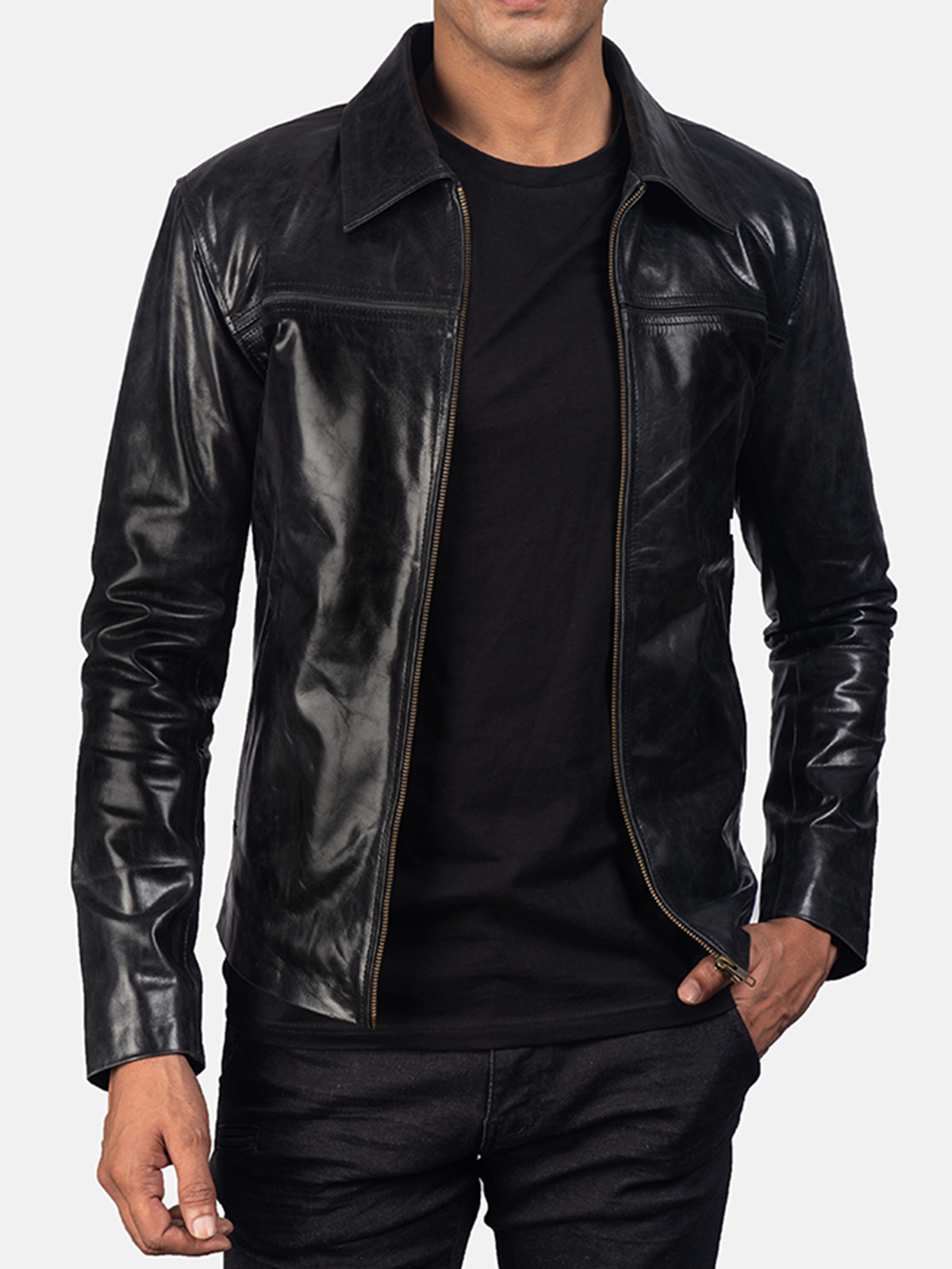 FASN730-Stylish-Black-Leather-Jacket-Featured-1.jpg mens black leather cafe racer jacket 2 - Image 1