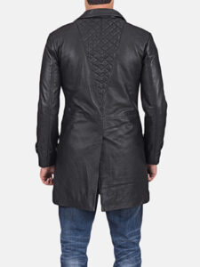mens black leather coat - Image 3