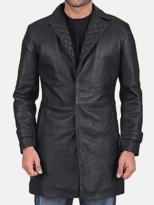 mens black leather coat