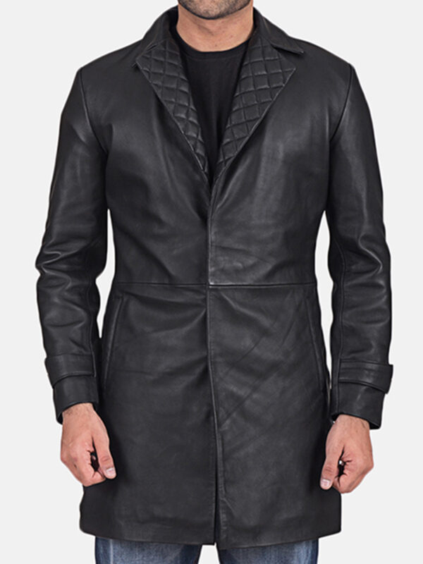 mens black leather coat