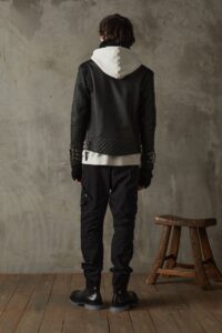 mens iconic black quilted biker jacket - Image 3