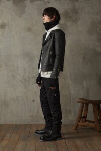 mens iconic black quilted biker jacket - Image 2