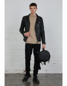 classic black quilted biker jacket