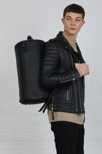 classic black quilted biker jacket - Image 2
