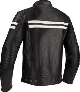 stripe leather biker jacket black - Image 3