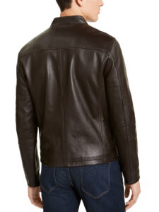 Brown Casual Leather Jacket For Men - Image 4
