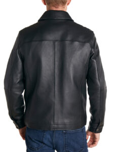 Mens Classic Black Leather Jacket - Image 3