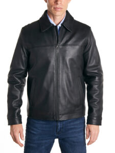 Mens Classic Black Leather Jacket - Image 2