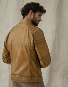 Mens Brown Real Leather Cafe Racer Jacket - Image 3