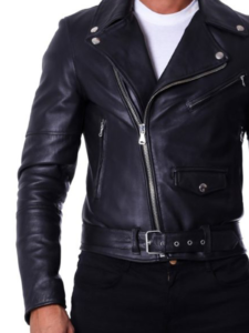 Mens Perfect Choice Black Biker Leather Jacket - Image 3