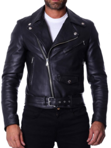 Mens Perfect Choice Black Biker Leather Jacket