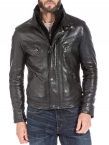 Black Lambskin Leather Sports Jacket For Men - Mauve Tree - Image 3