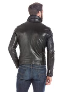 Black Lambskin Leather Sports Jacket For Men - Mauve Tree - Image 2