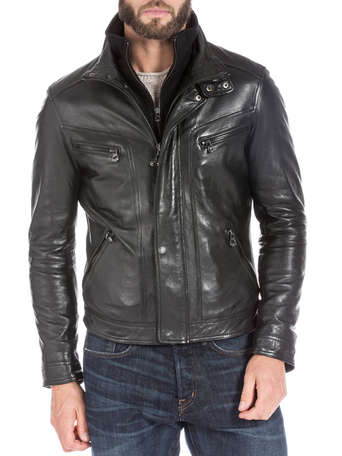 FASN860-Black-Lambskin-Leather-Sports-Jacket-for-Men-Featured-1.jpg Black Lambskin Leather Sports Jacket For Men - Image 1