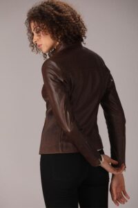 Womens Classic Dark Brown Lambskin Leather Jacket - Image 2
