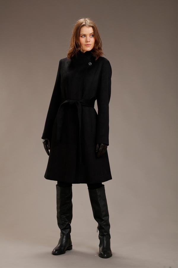 Luxurious Black Trench Wool Coat For Women