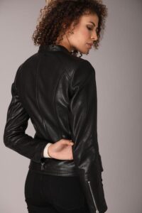 Biker Inspired Black Leather Jacket For Women - Image 3