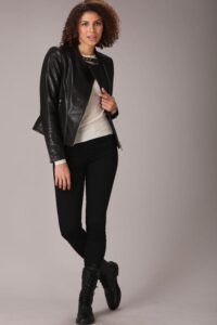 Biker Inspired Black Leather Jacket For Women