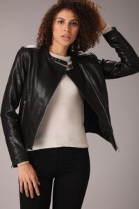 Biker Inspired Black Leather Jacket For Women - Image 2