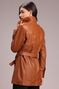 Classic Brown Lambskin Leather Jacket For Women - Image 3