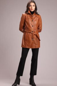 Classic Brown Lambskin Leather Jacket For Women - Image 2