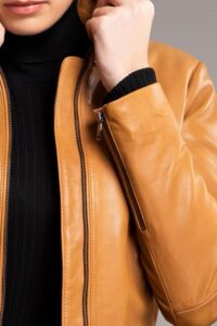 Womens Adorable Lambskin Leather Jacket In Tan Colour - Image 2