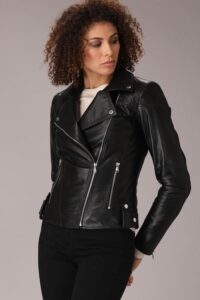 Trendy Black Lambskin Leather Jacket For Women - Image 2