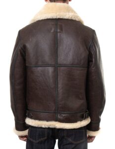 Fabulous Brown B3 Sheepskin Leather Bomber Jacket - Mauve Tree - Image 3