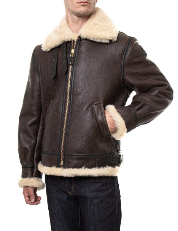 Fabulous Brown B3 Sheepskin Leather Bomber Jacket - Mauve Tree