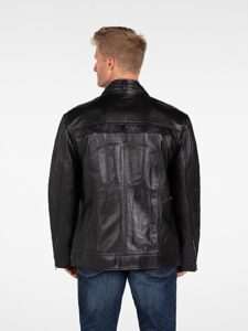 Men Ink Black Leather Jacket - Image 2
