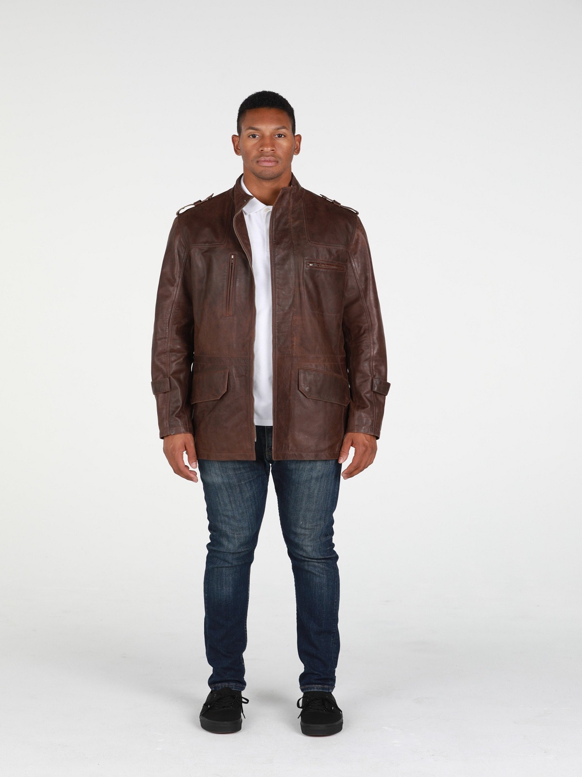 Fad_Closet_-_Mens_Jackets0498.jpg Men Dark Brown Utility Jacket - Image 1